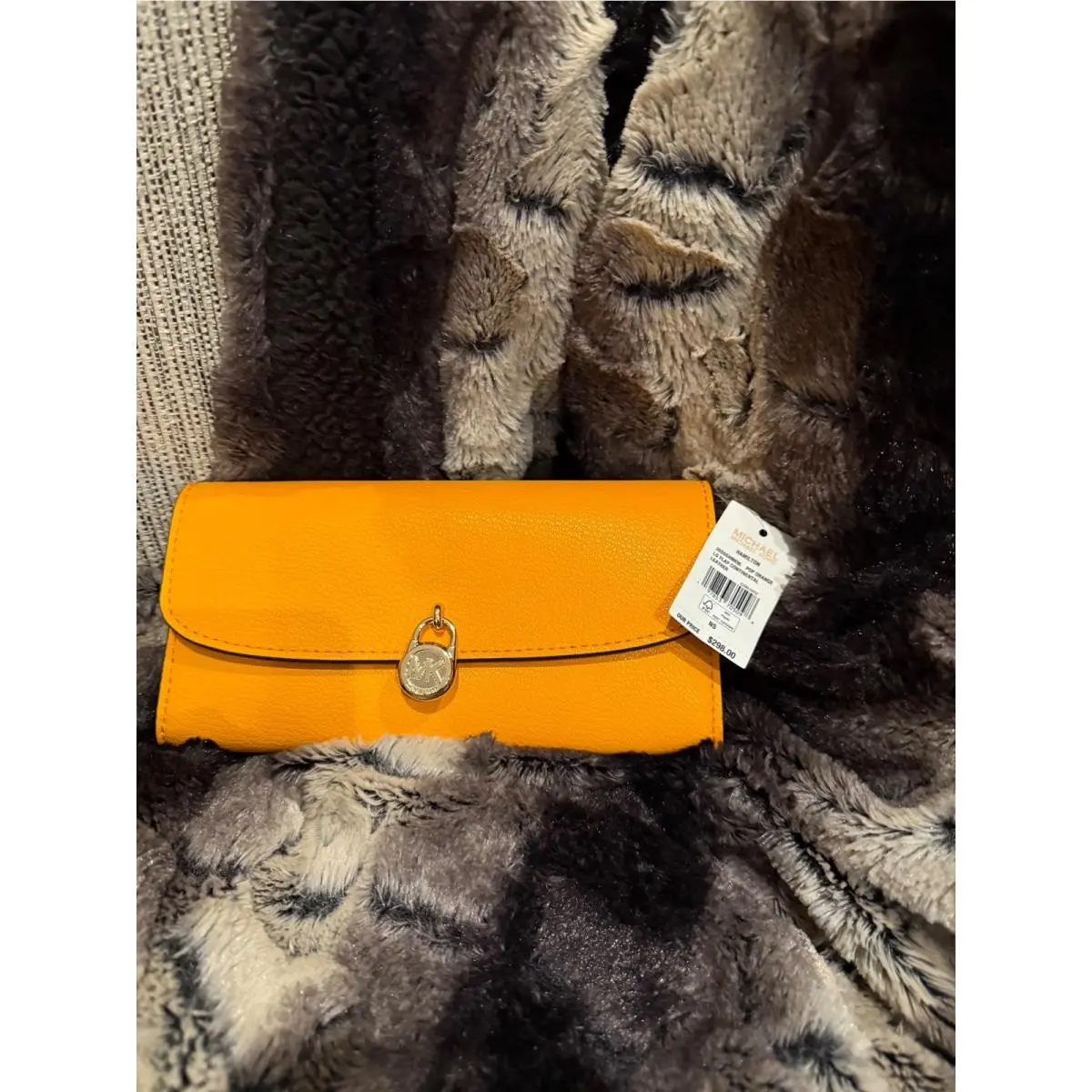 Michael Kors Hamilton Pop Orange Leather LG Flap Continental Wallet