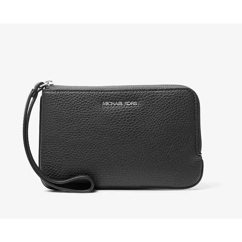 Michael Kors Jet Set Travel Small Pebble Leather Wristlet Wallet Black