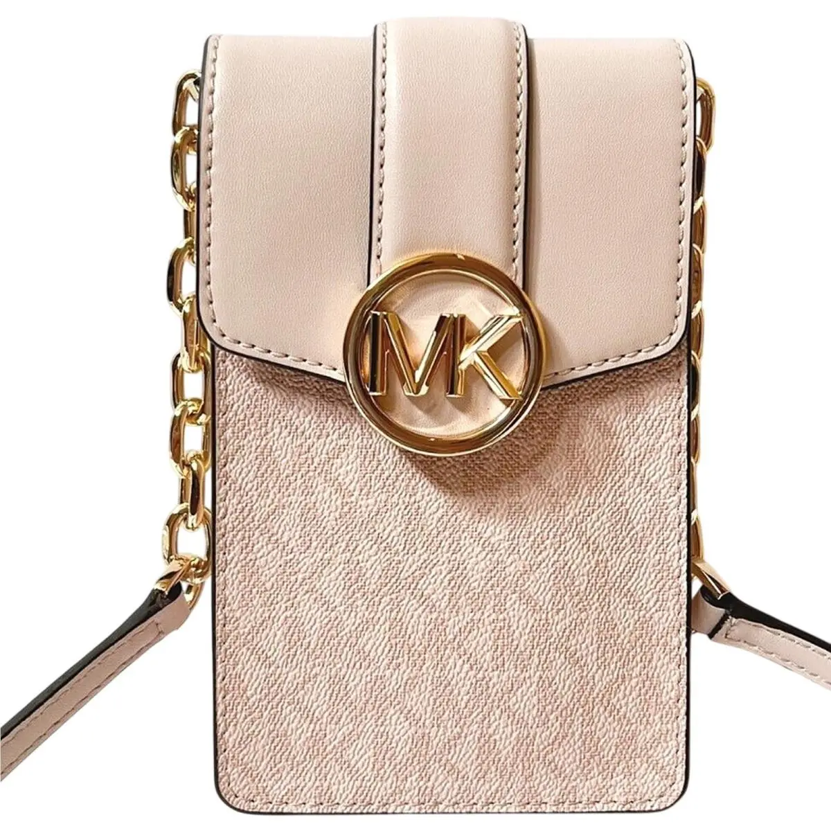 Michael Kors Smartphone Crossbody Bag Carmen Logo Print IN Dark Powder Blush
