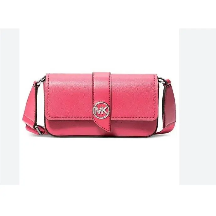 Michael Kors Greenwich East West Leather Mini Crossbody Bag - Geranium Pink