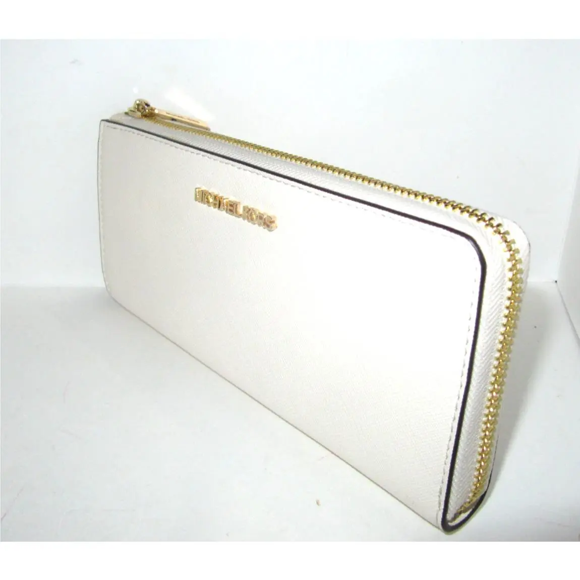 Jet Set Travel Large 3-Quarter Zip Wallet Light Cream by Michael Kors