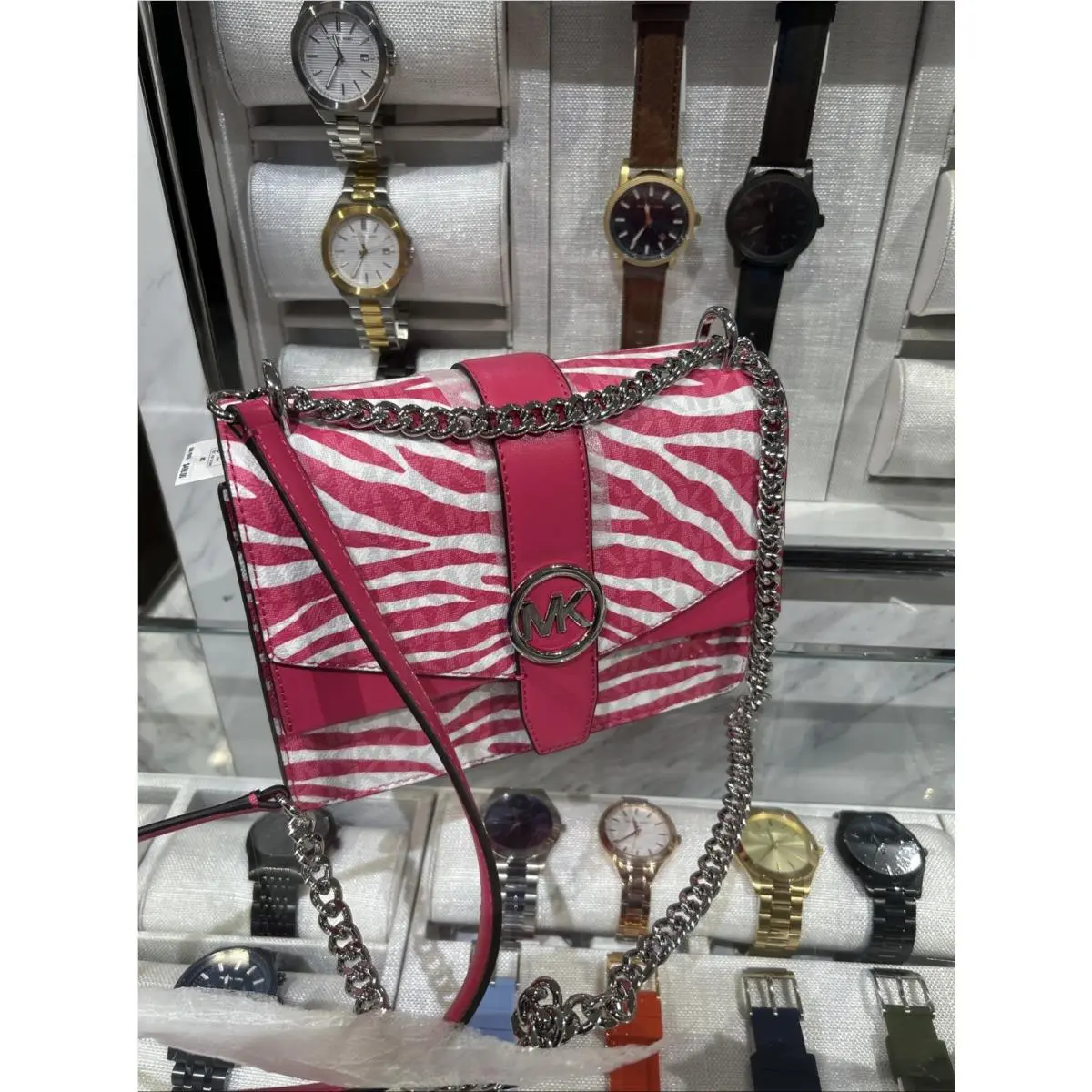 Michael Kors Greenwich Small Crossbody Pink White Handbag Purse Bag Handbag MK