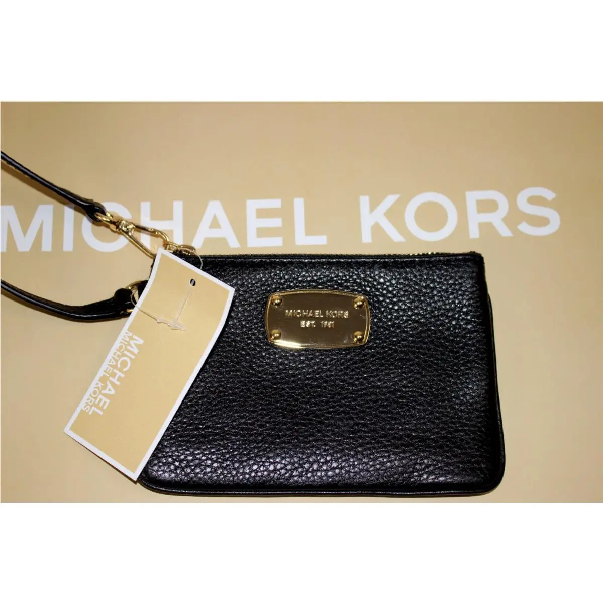 Women`s Wristlet Black Soft Leather Jet Set by Michael Kors