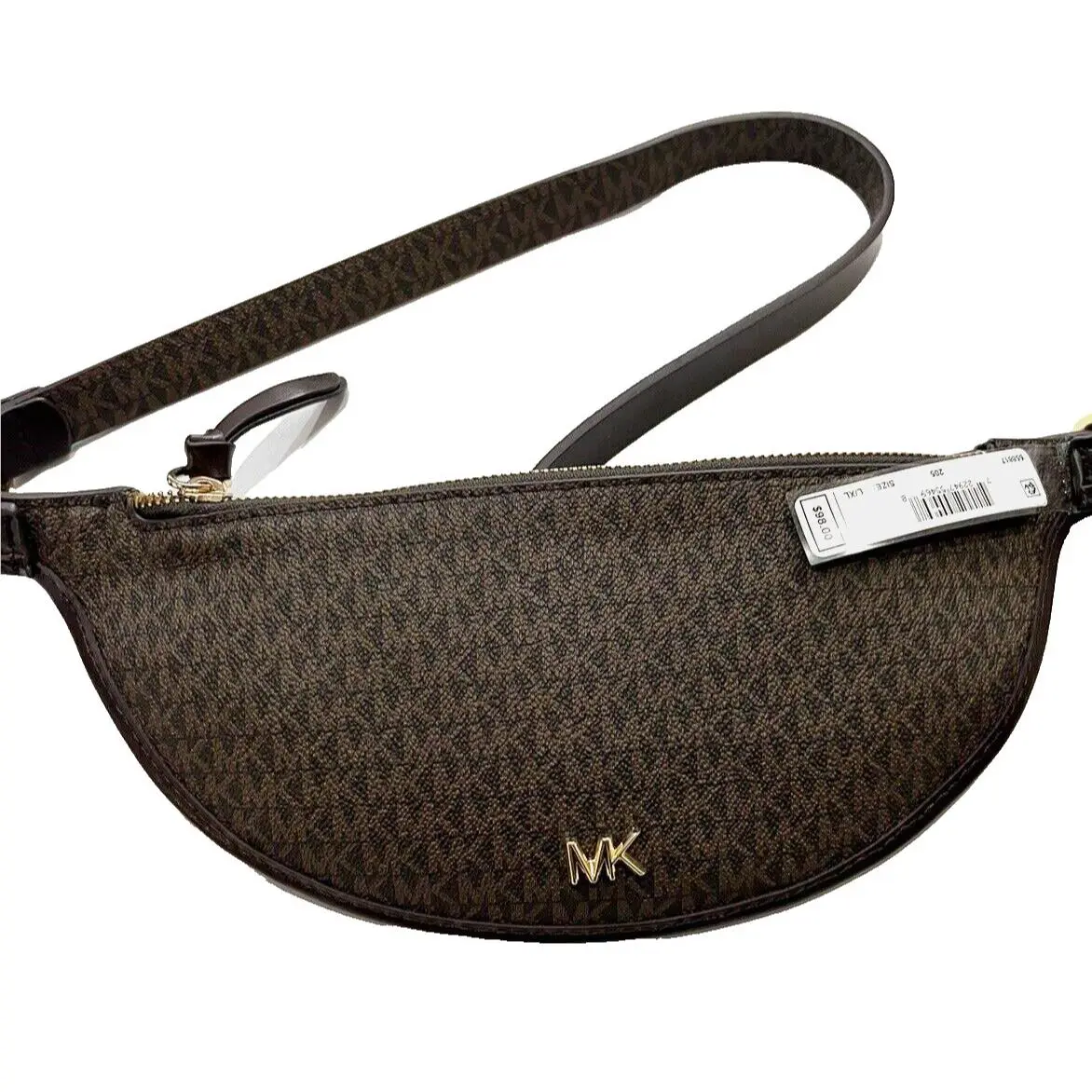 Reversible Logo to Solid Brown Leather Belt Bag - Small / Medium by Michael Kors