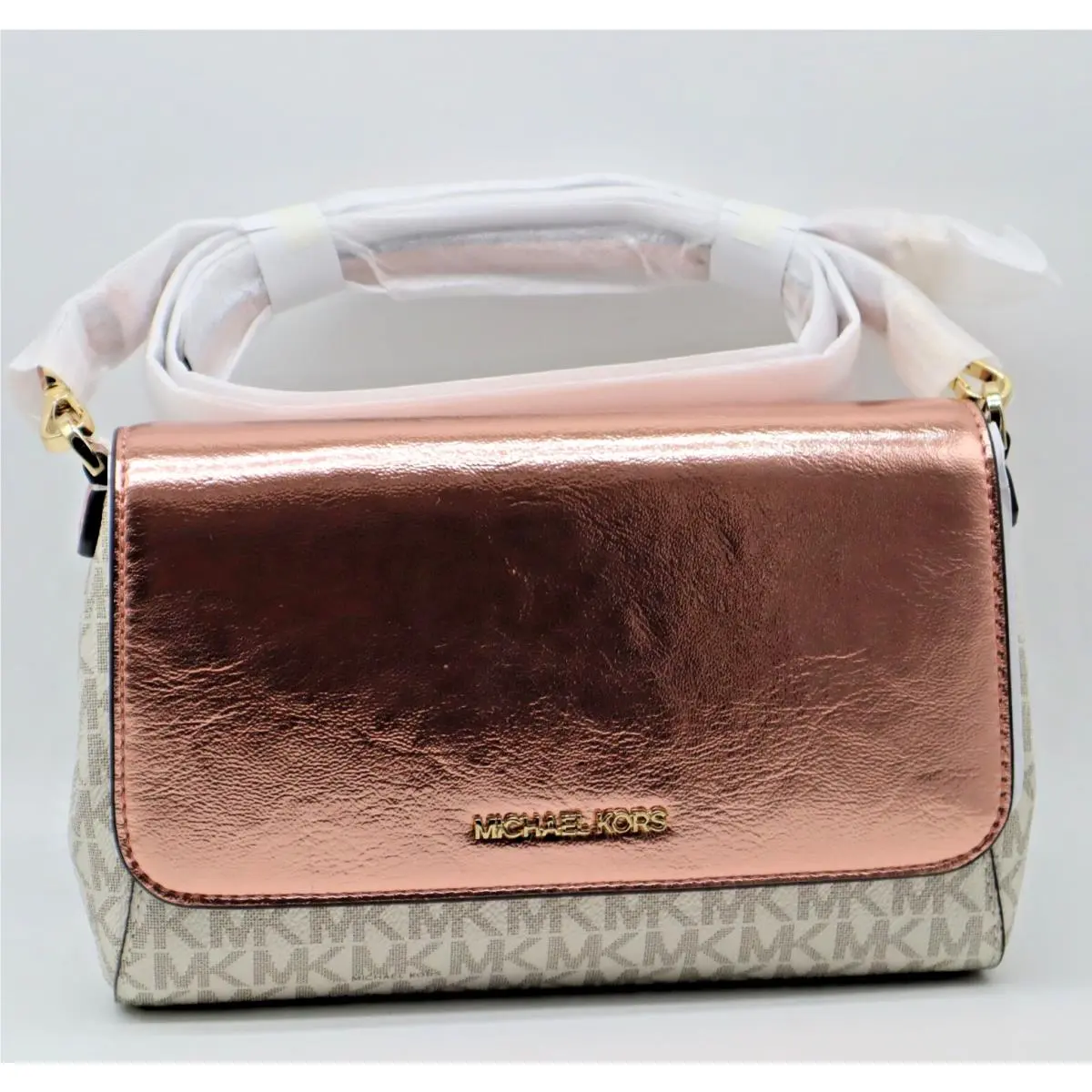 Michael Kors Medium Logo Convertible Crossbody Bag Primrose Patent –