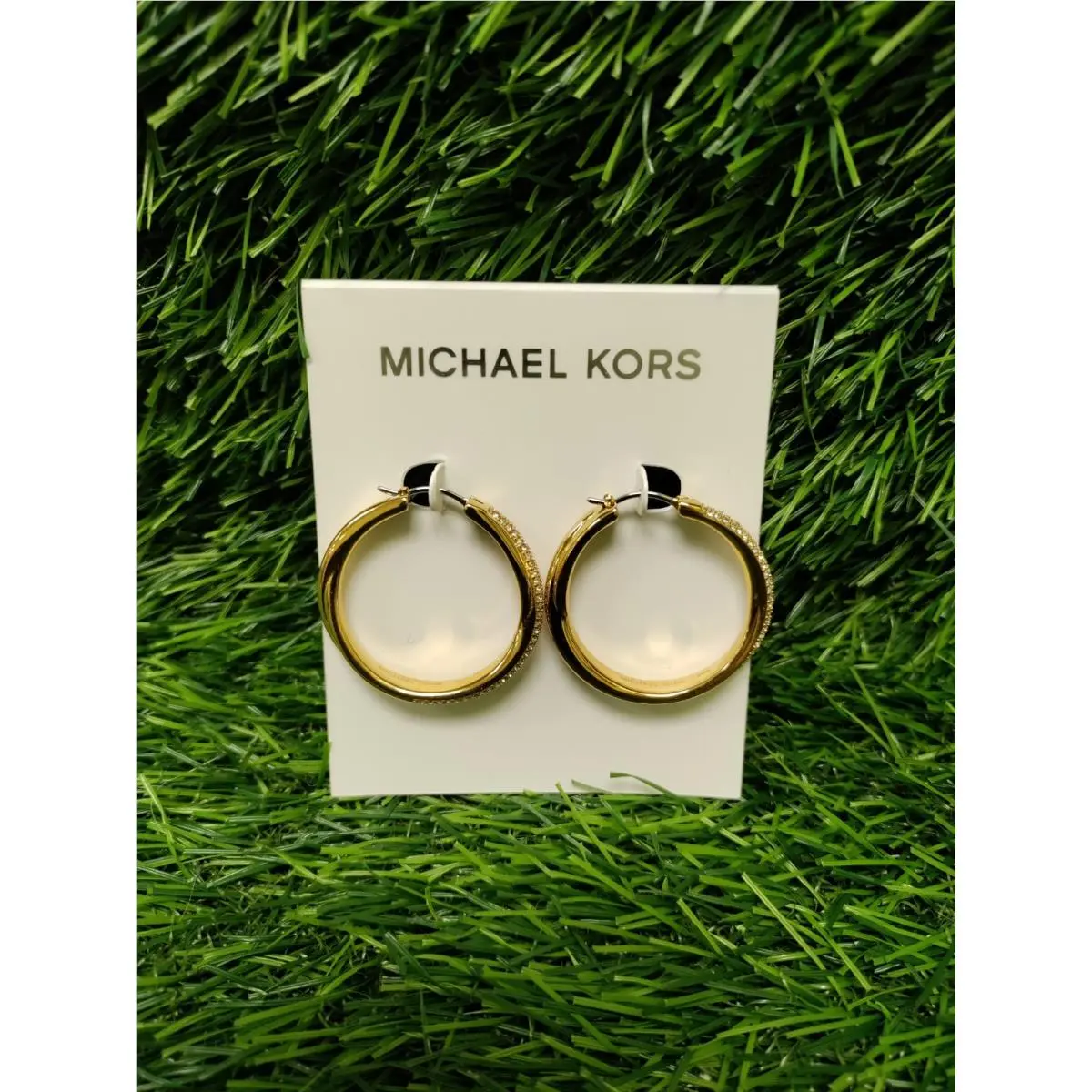 Gold Pave` Twisted Hoop Earrings Mkj by Michael Kors
