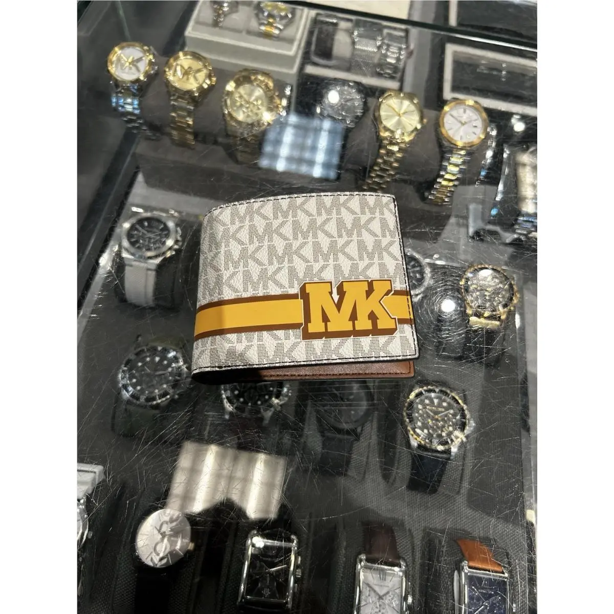 Michael Kors Cooper Striped Logo Billfold Vanilla Multi Wallet and Passcase