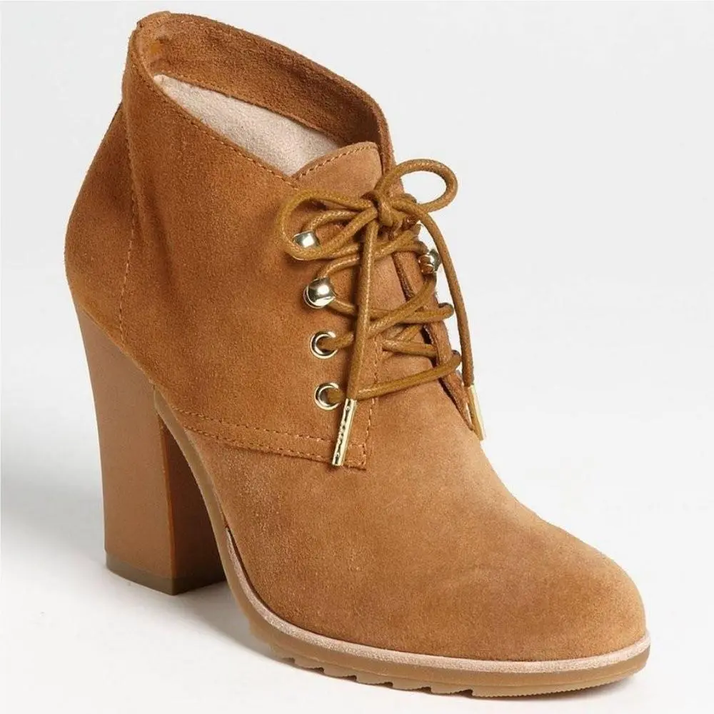 Kors Women`s Elliott Bootie Suede Luggage Size 7M by Michael Kors