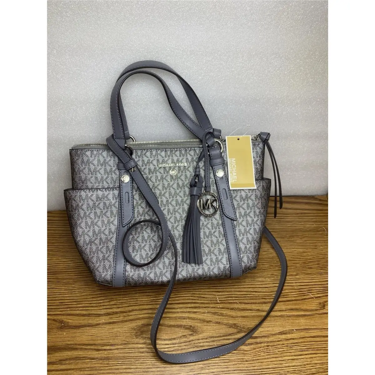 Michael Kors Dark Silver Sullivan Small Convertible Strap Tote Bag