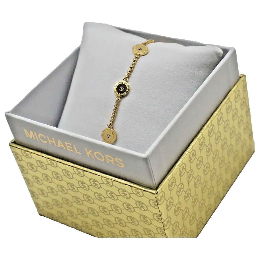 Michael Kors Pave Logo Chain Bracelet Goldtone