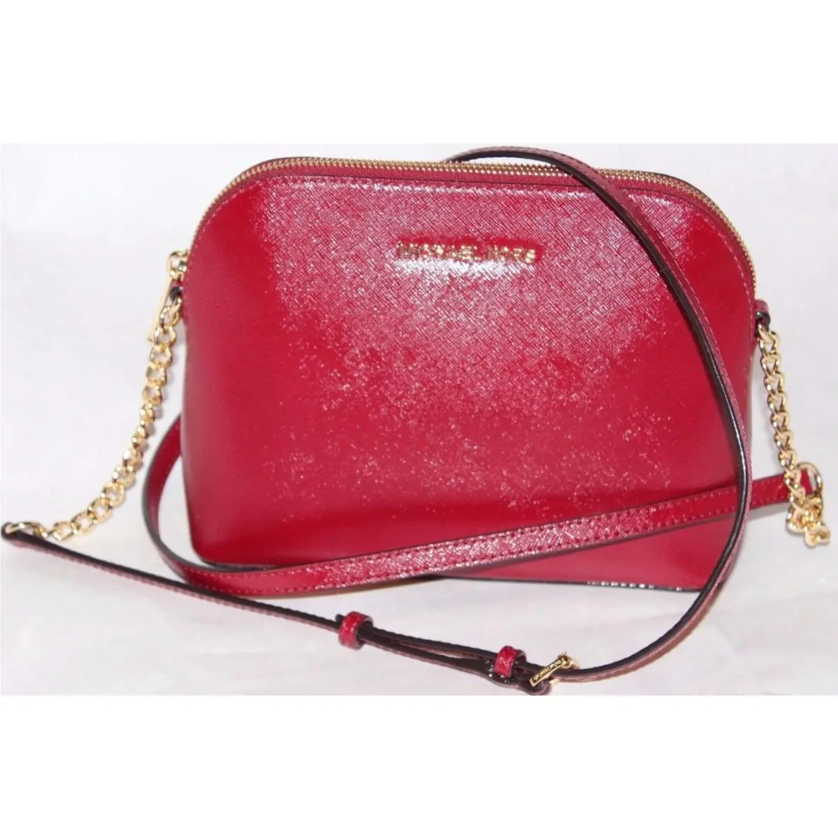 Kors Cindy Large Dome Chain Strap Cross-body Bag Cherry by Michael Kors