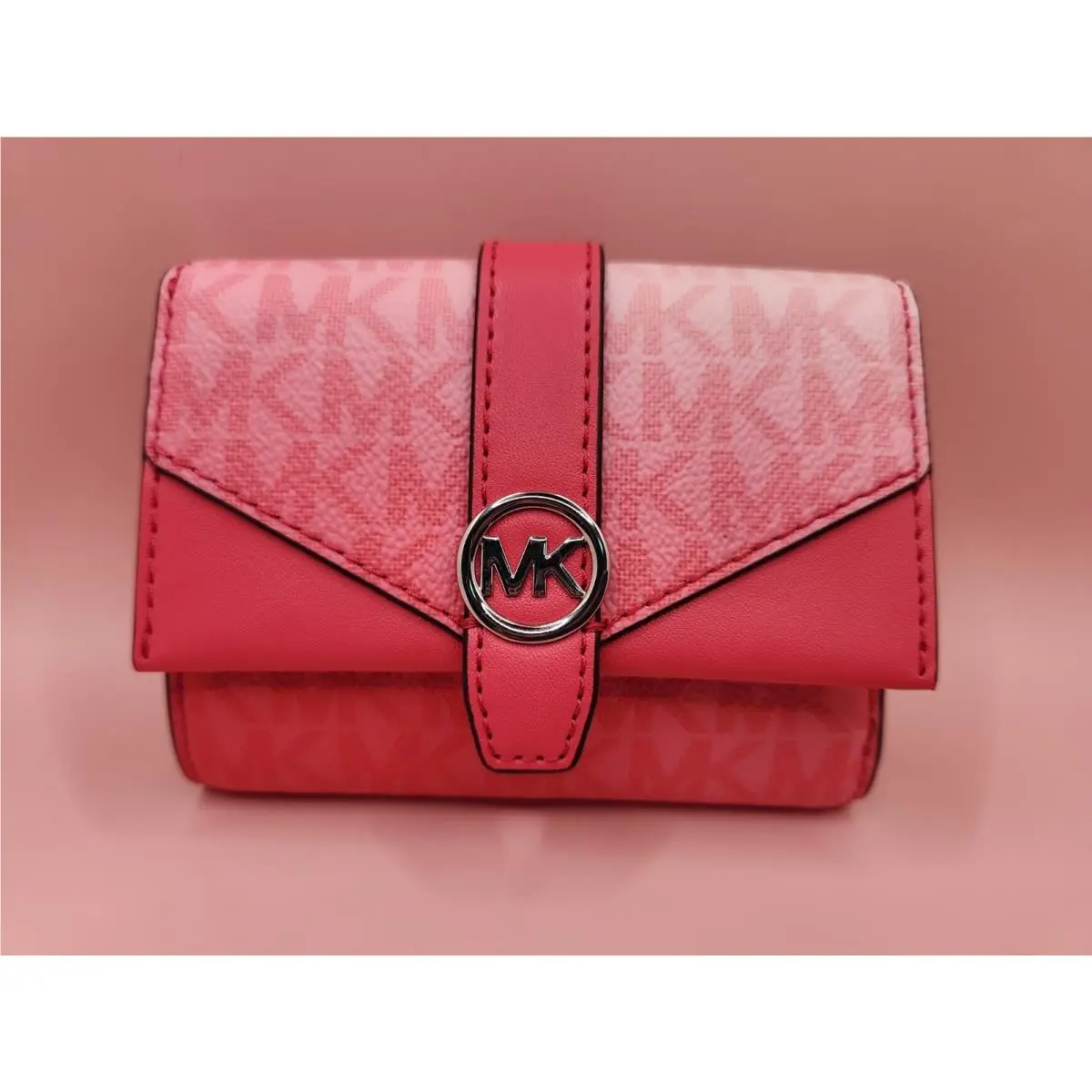 Michael Kors Greenwich Medium Hibiscus Ombre Signature Logo Tri-fold Wallet