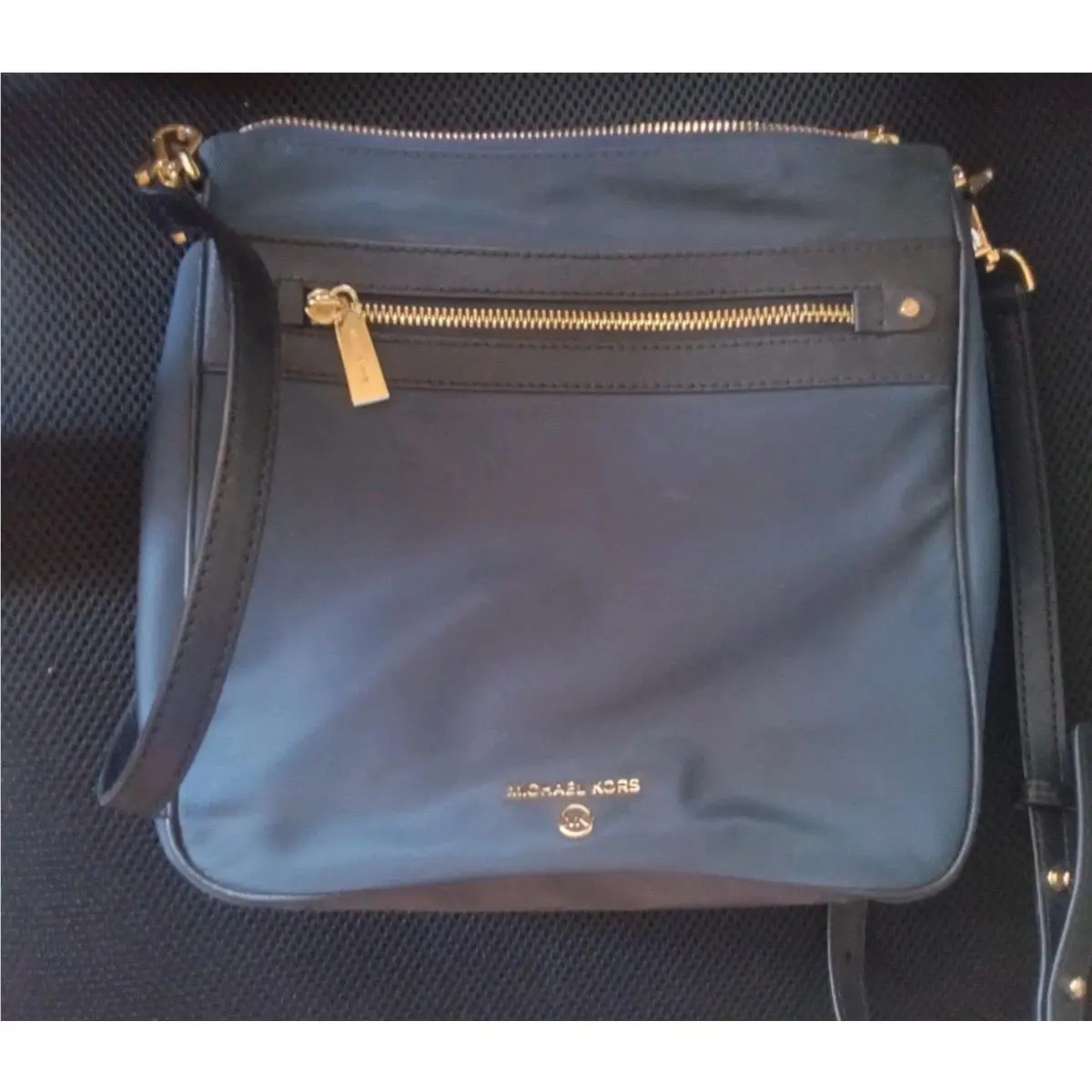 Jet Set Large Nylon Gabardine Messenger Bag Blue Gold by Michael Kors