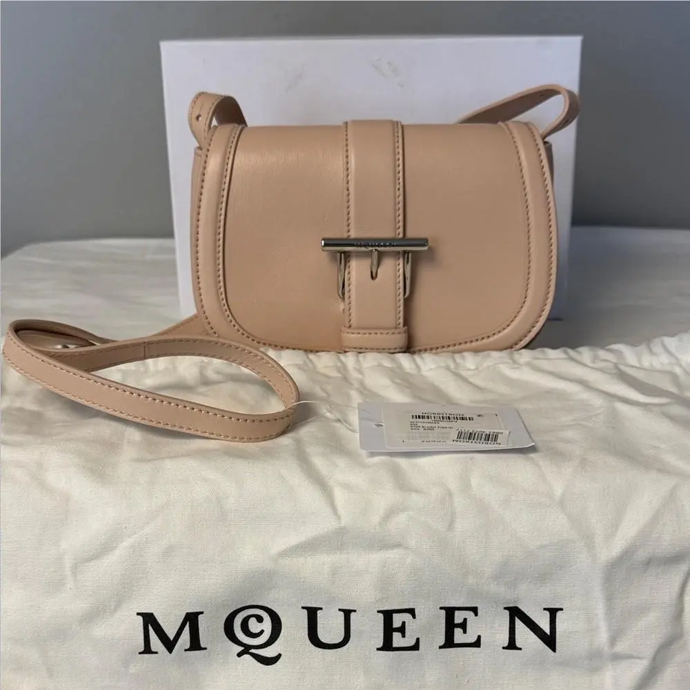 Mcqueen Mini T-bar Leather Shoulder Crossbody Bag – Blush Pink – by Alexander McQueen