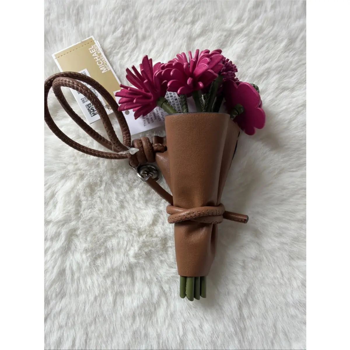 Leather Flower Bouquet Bag Charm Keychain Key Fob by Michael Kors