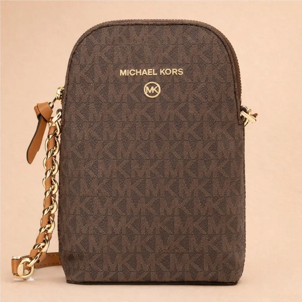 Michael Kors Jet Set Charm Small Phone Crossbody Brown Acorn MK