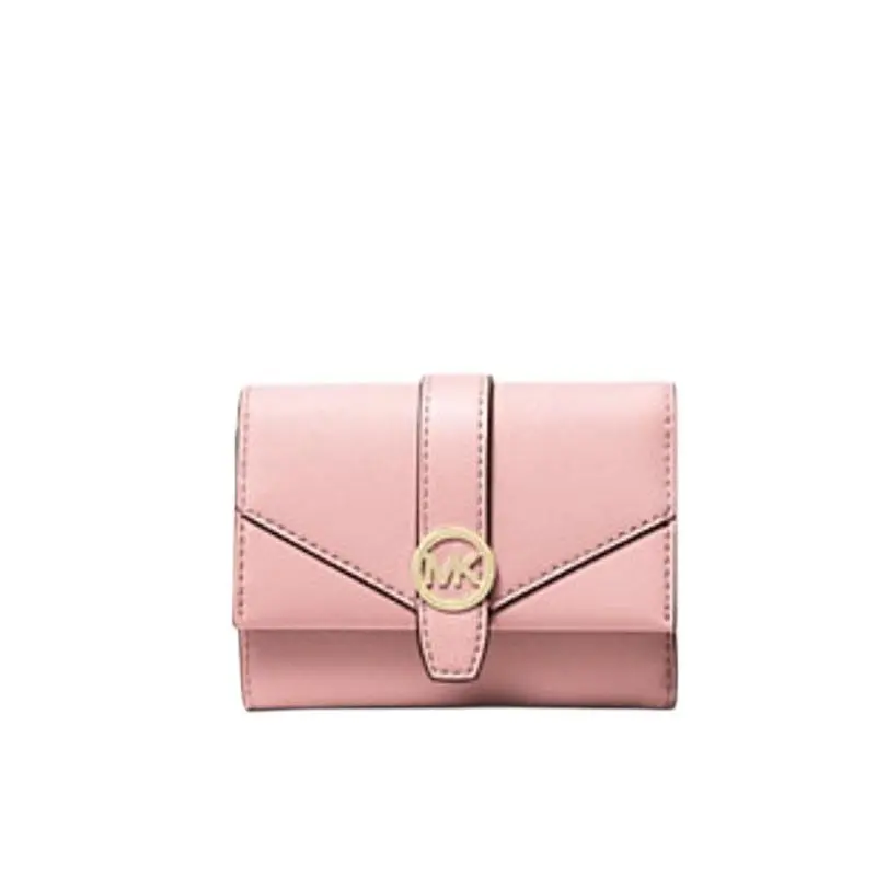 Michael Kors Medium Trifold Wallet Greenwich Saffiano Leather Pink Powder Blush