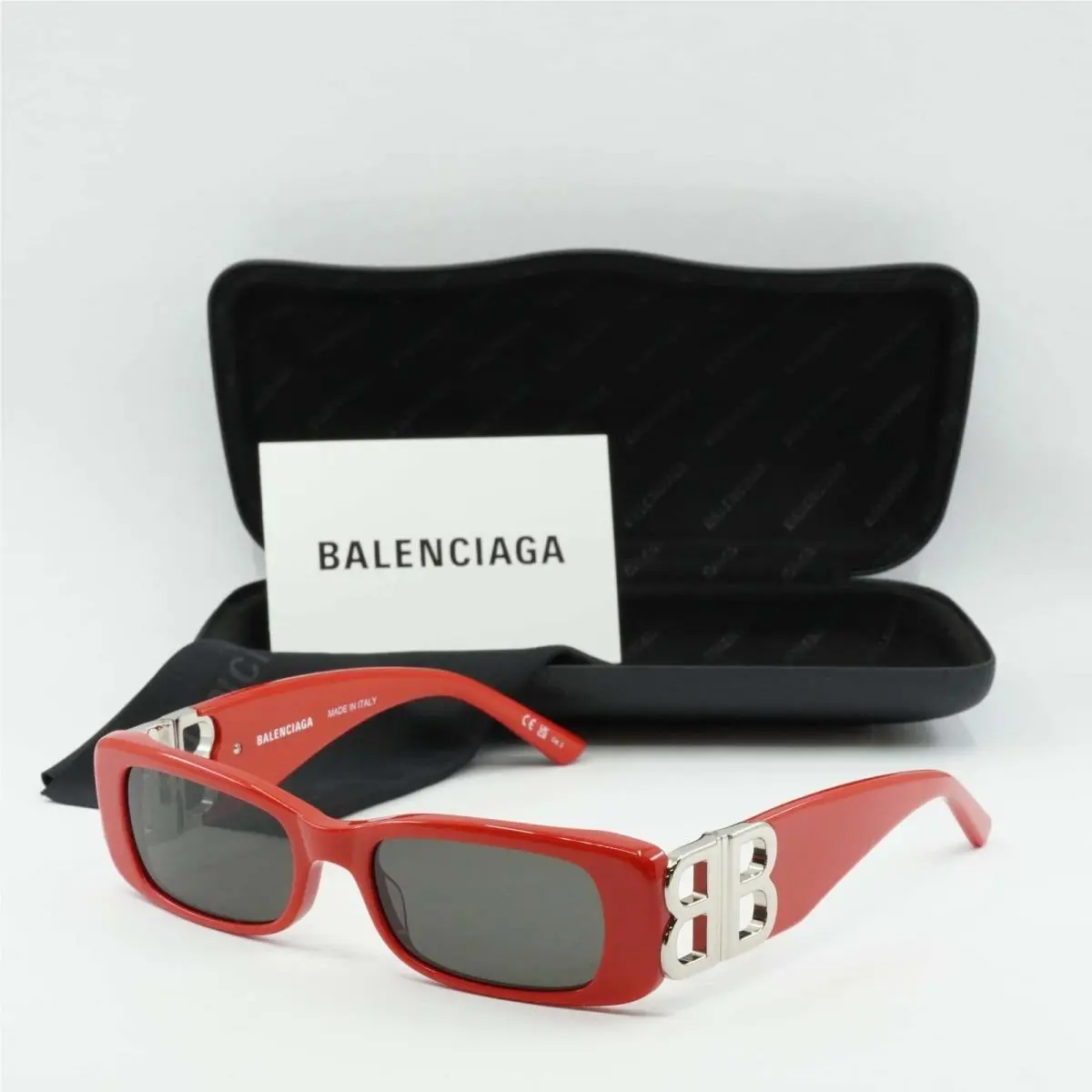 BB0096S 015 Solid Red/grey 51-18-130 Sunglasses by Balenciaga