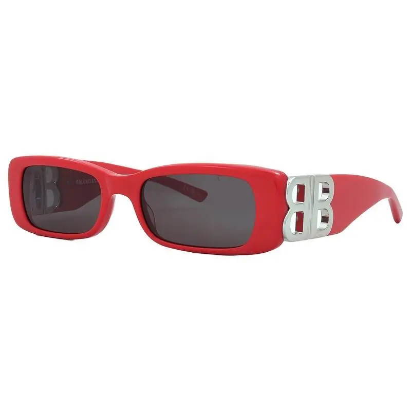Ladies Red Rectangular Sunglasses Grey Lens - BB0096S-015-51 by Balenciaga