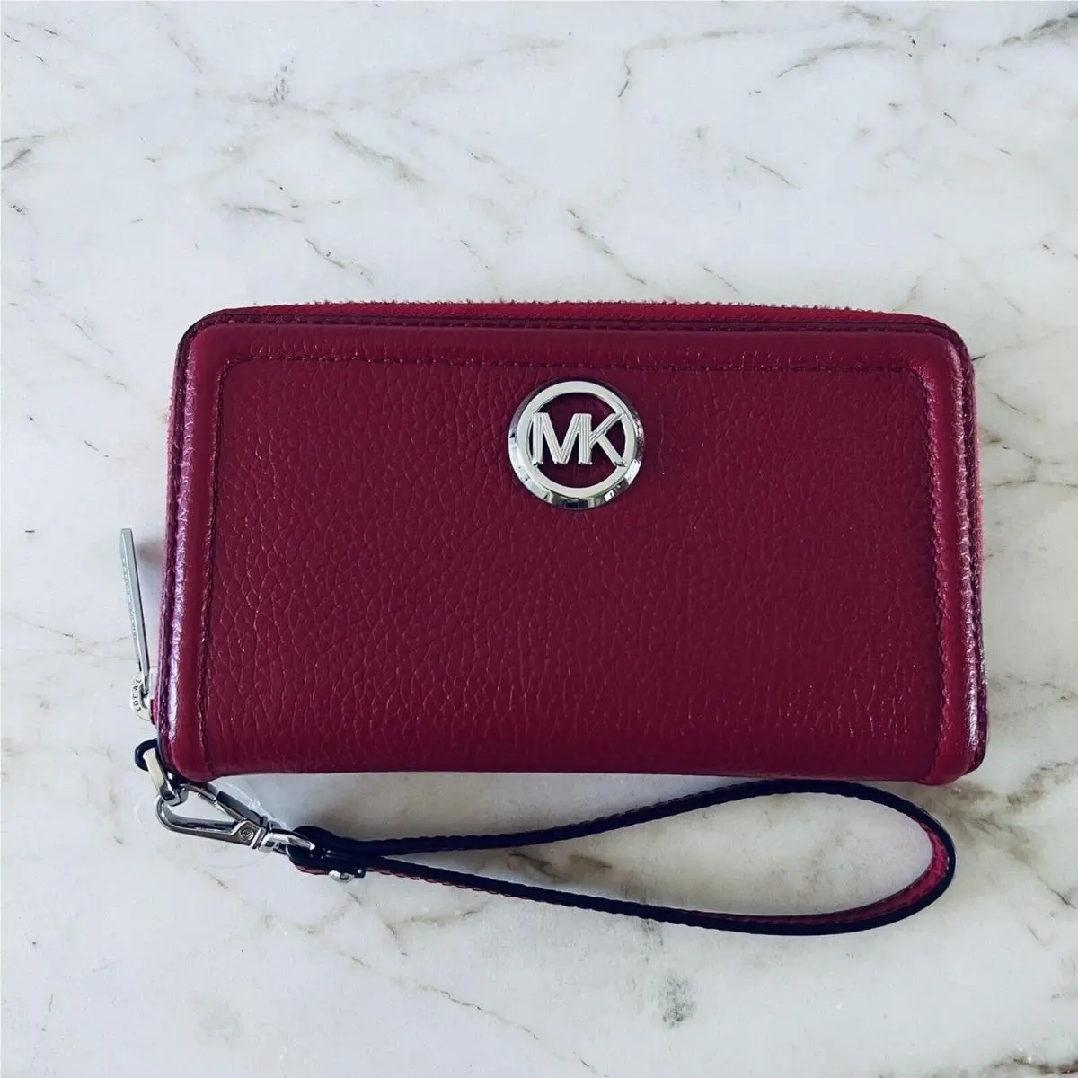 Fulton Scarlet Leather Multi Function Phone Zip Wallet Wristlet by Michael Kors
