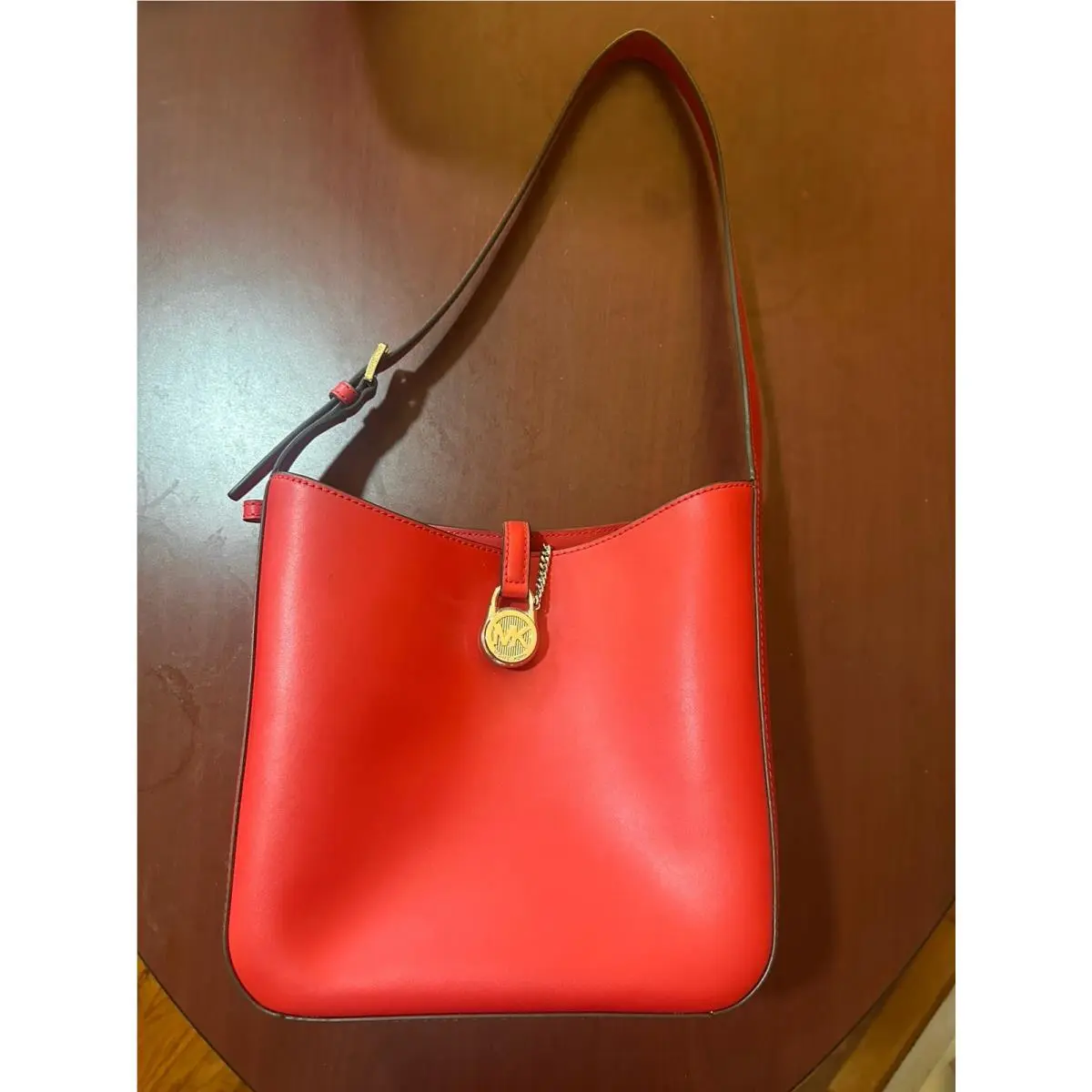 Michael Kors Red Solid Handbag Gold Hardware Inner Pockets