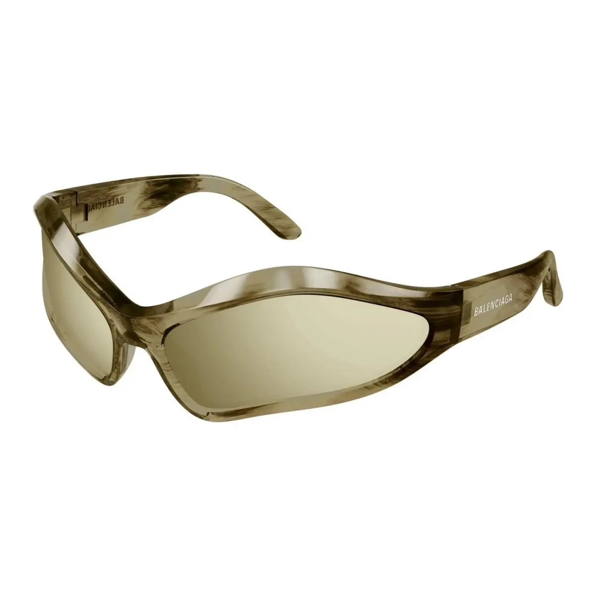 Balenciaga Unisex Havana Shield Sunglasses Grey Lens - BB0314S-003-77