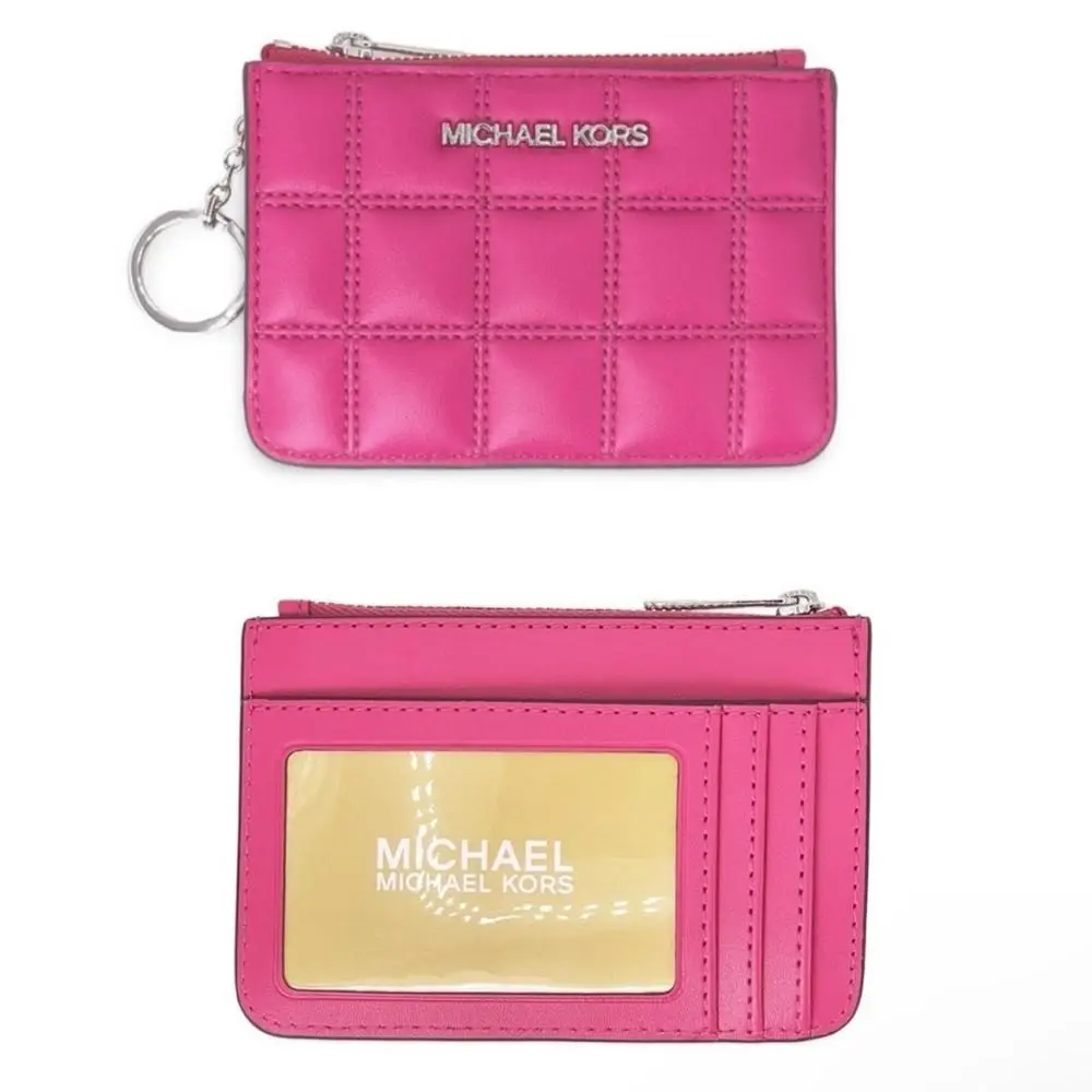 Michael Kors Jet Set Chocolate Bar Quilted Leather Wallet Pink