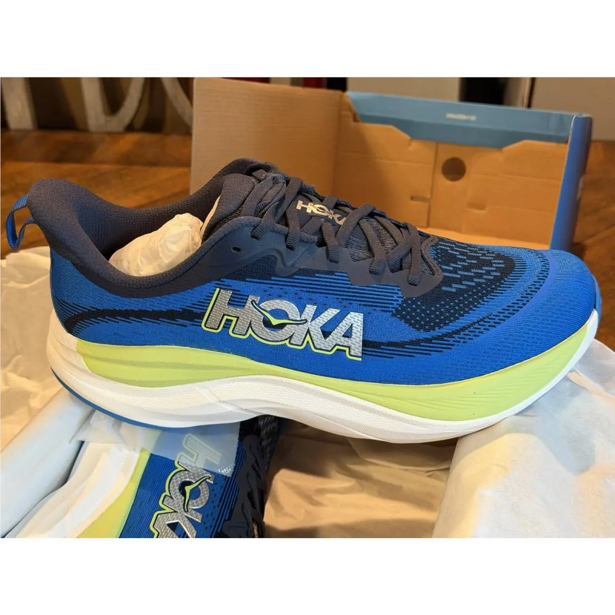 Mens 11.5D Hoka Skyflow Mens Shoes Varsity Navy/electric Cobalt Skyflow