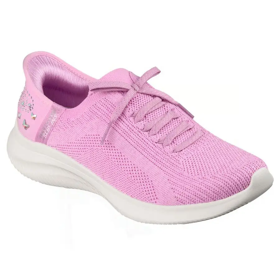 Skechers Shoe Women Comfort Pink Slip Ins Casual Rhinestone Memory Foam 150810