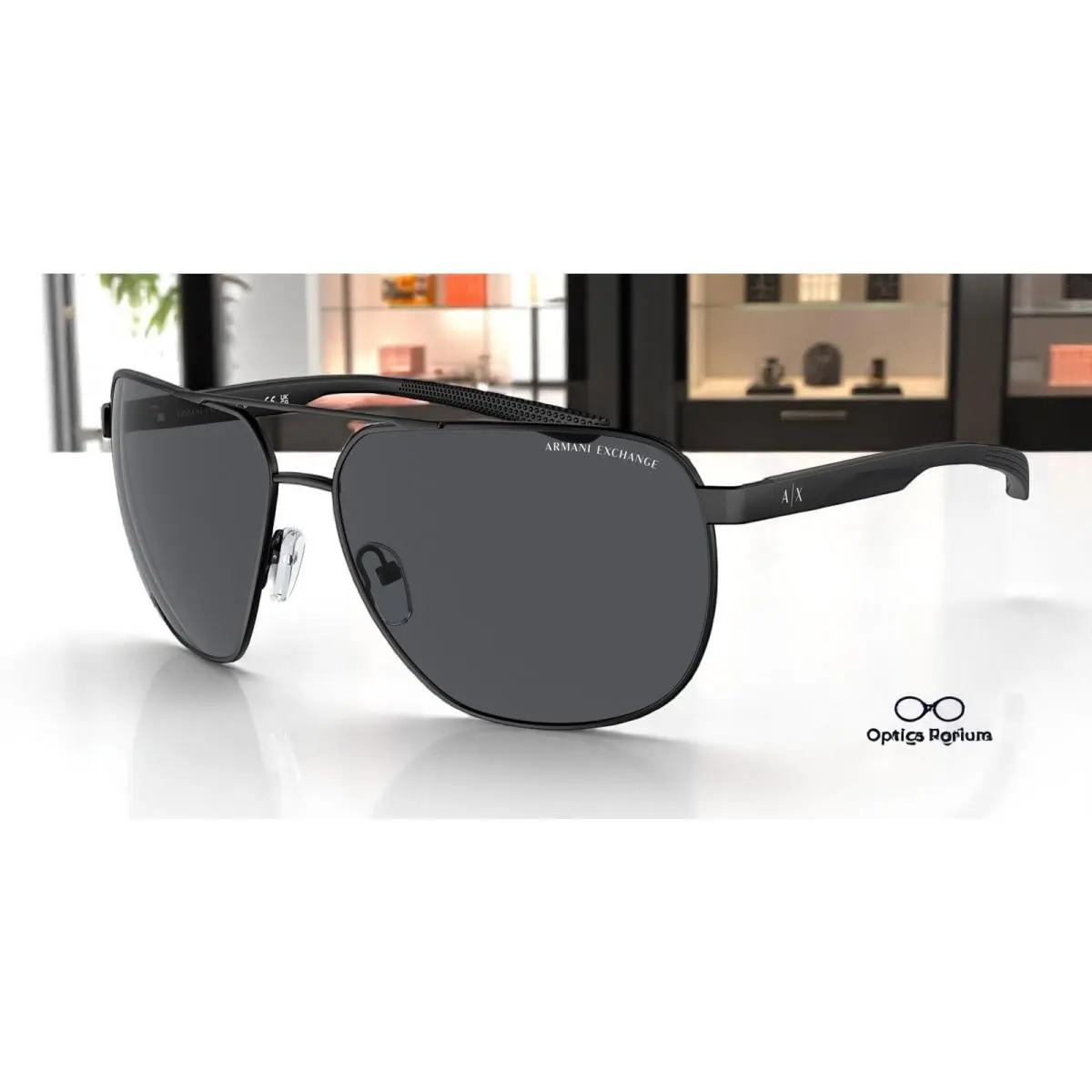 AX2047S 600087 Matte Black Dark Grey 63 mm Men`s Sunglasses by Armani Exchange