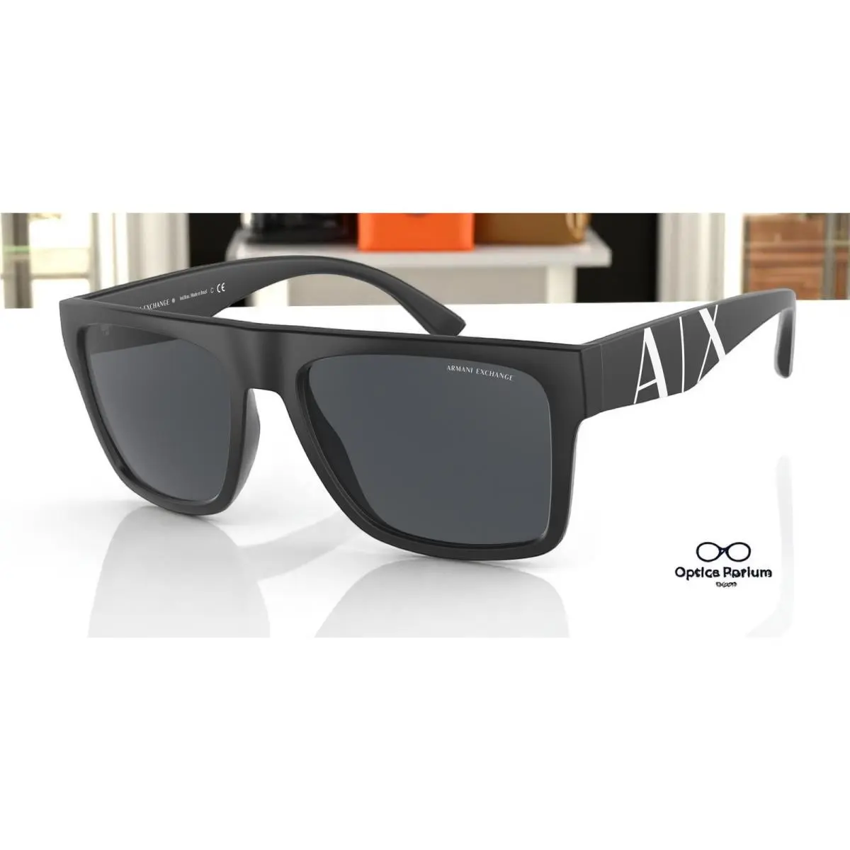 AX4113S 807887 Matte Black Dark Grey 55 mm Men`s Sunglasses by Armani Exchange
