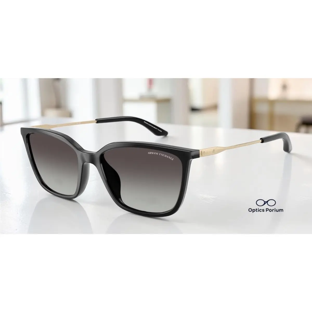 AX4171SU 81588G Shiny Black Grey Gradient 55mm Womens Sunglasses by Armani Exchange