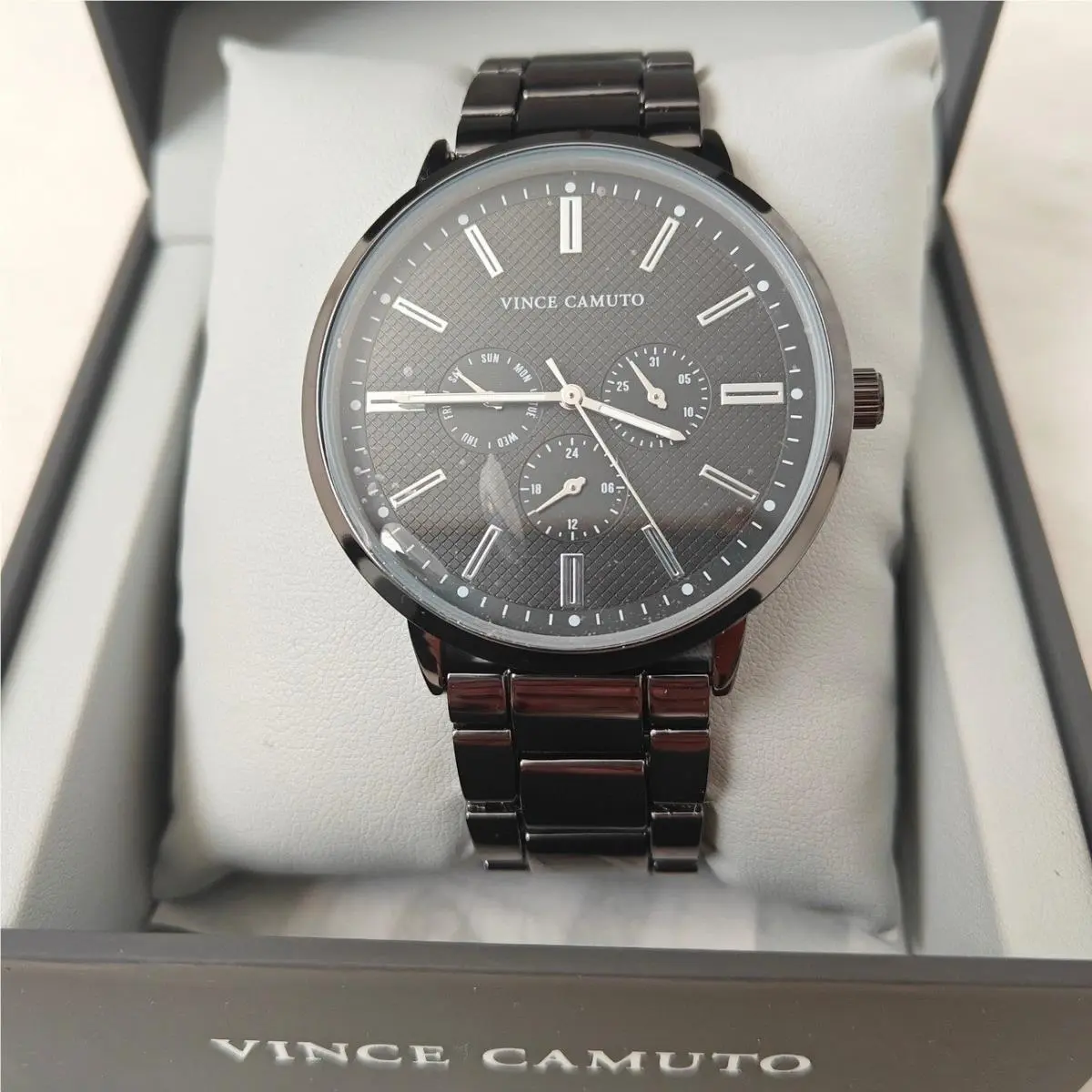 Mens Watch Stainless Steel Black Tone Analog Multifunction by Vince Camuto