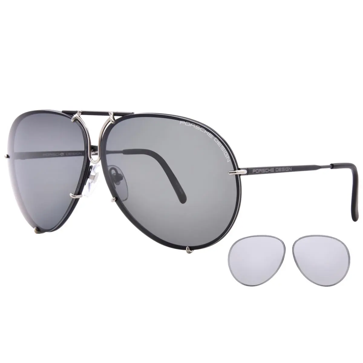 Design P8478-J Sunglasses Black/polarized Grey Pilot 66mm W/extra Lenses by Porsche