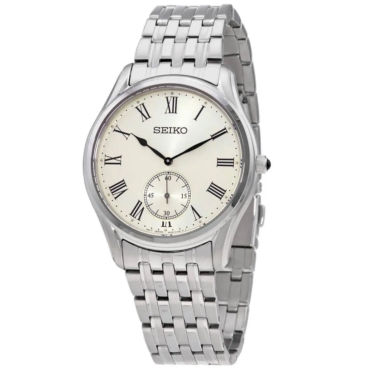 Seiko Quartz Cream Dial Stainless Steel Men`s Watch SRK047P1