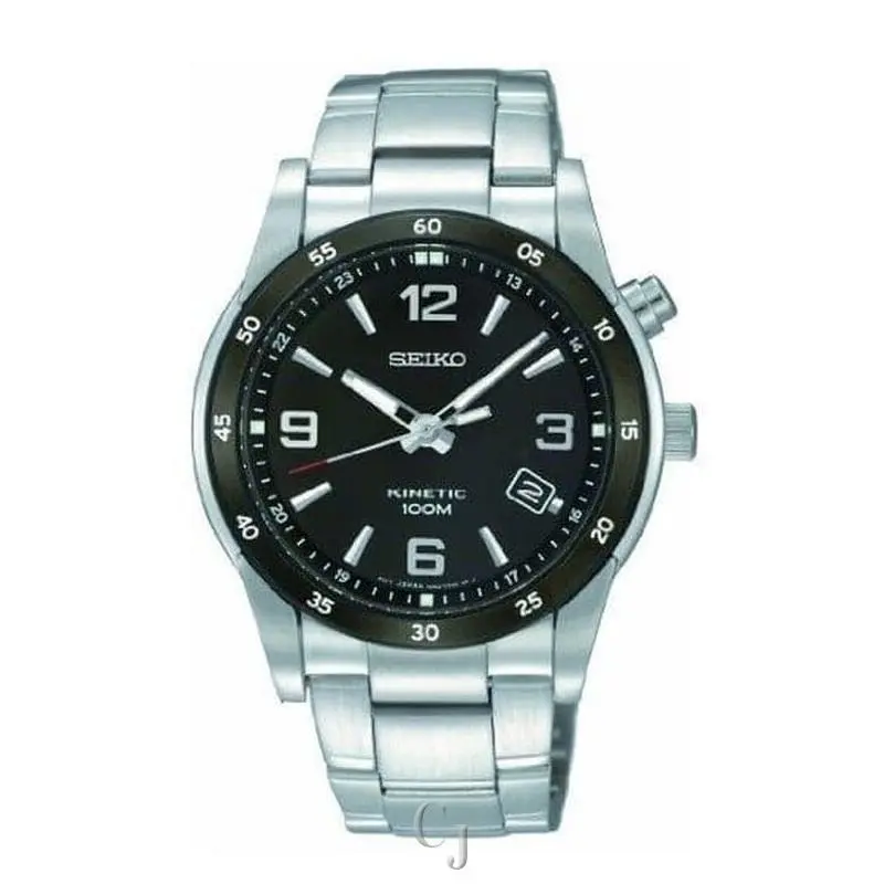 Seiko Kinetic Black Dial Stainless Steel Men’s Watch SKA505