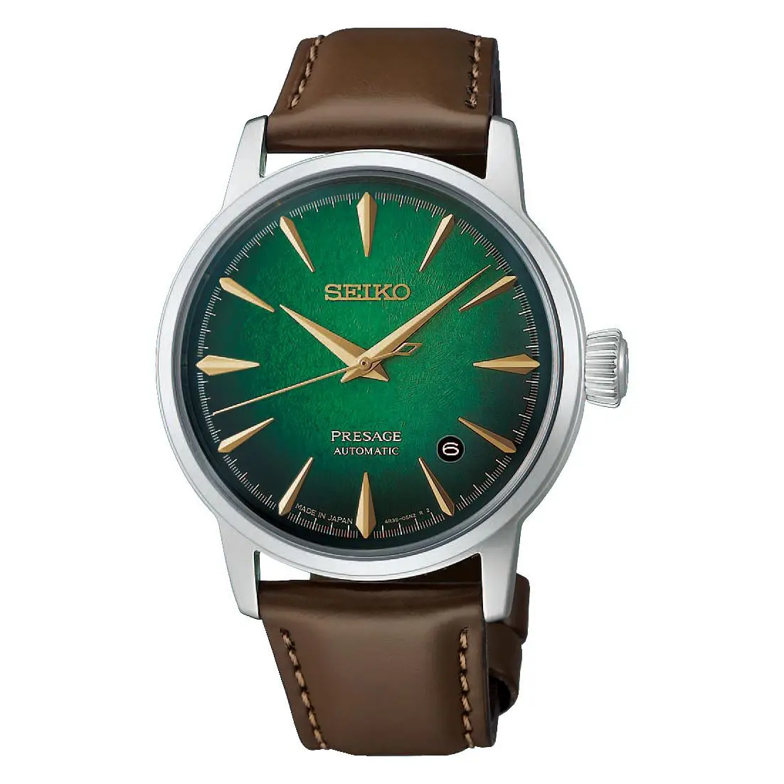 Presage Cocktail Time 38.5mm Green Dial Leather Band Watch HCB002 by Seiko
