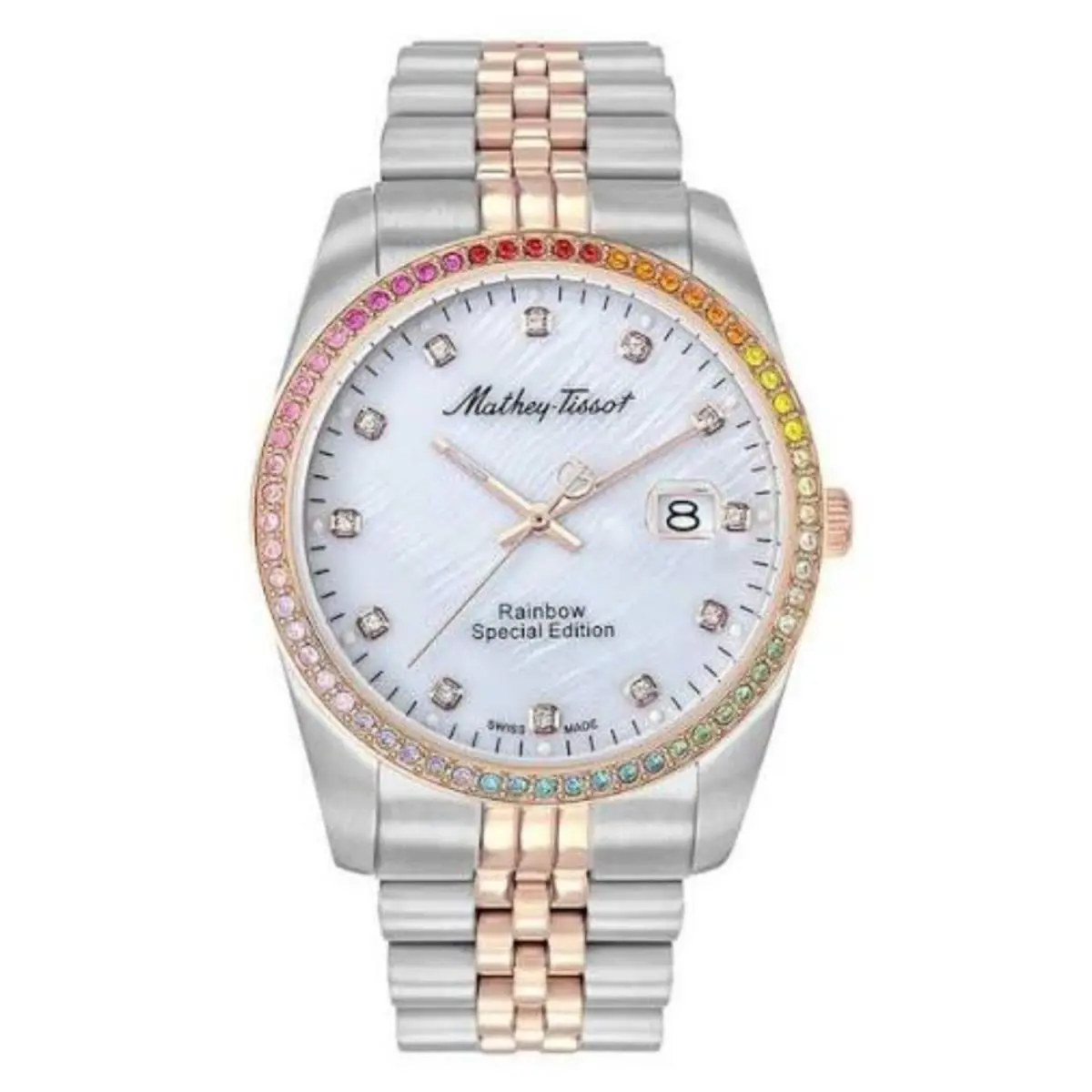 Mathey Tissot Women`s Rainbow White Dial Watch - H809BQI