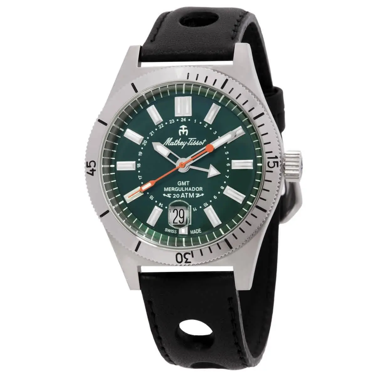 Mathey-tissot Mrgav Mergulhador Gmt Green Dial 41 mm Men`s Watch
