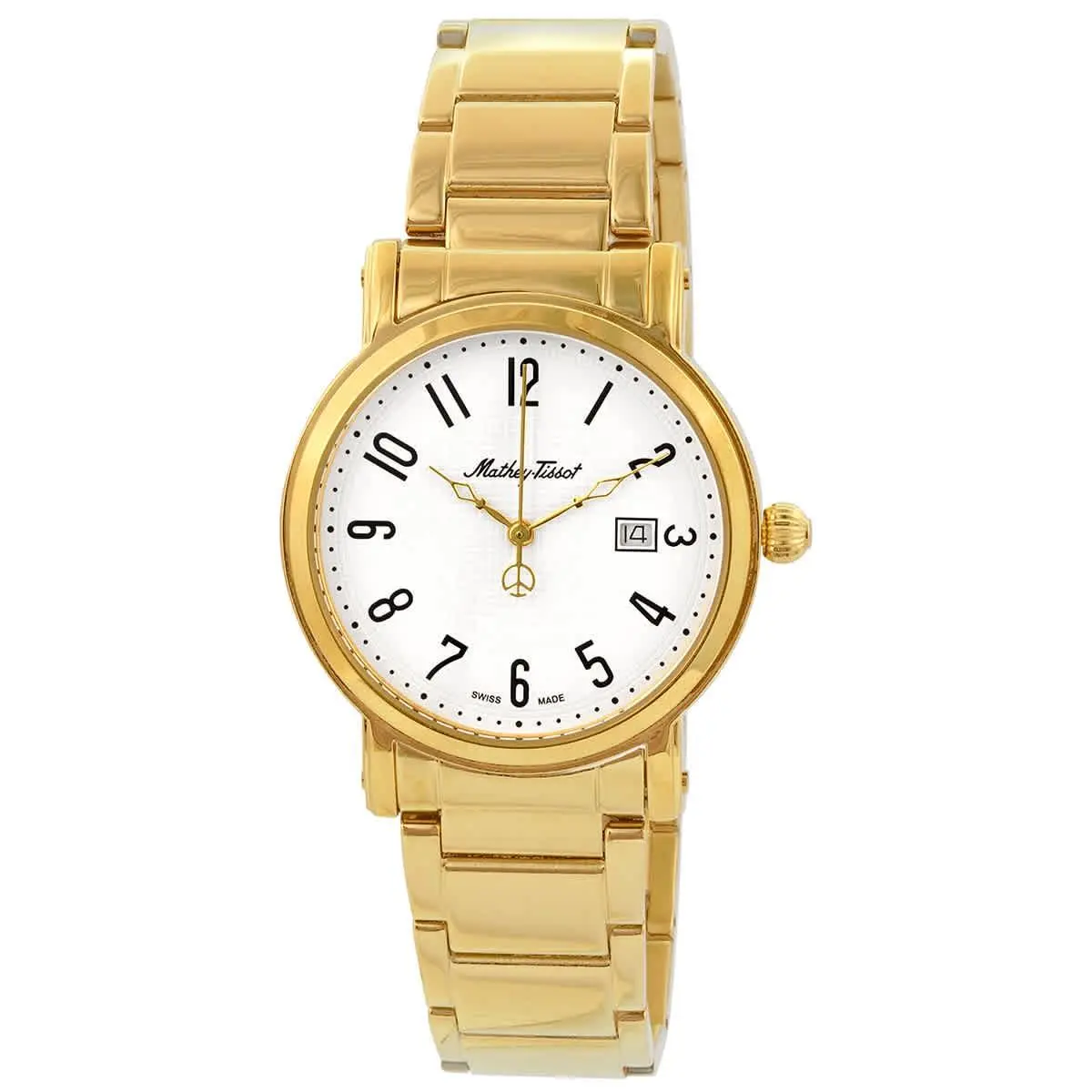 Mathey-tissot H611251MPG City White Dial 38 mm Men`s Watch - Gold PVD, Dial: White, Band: Gold PVD