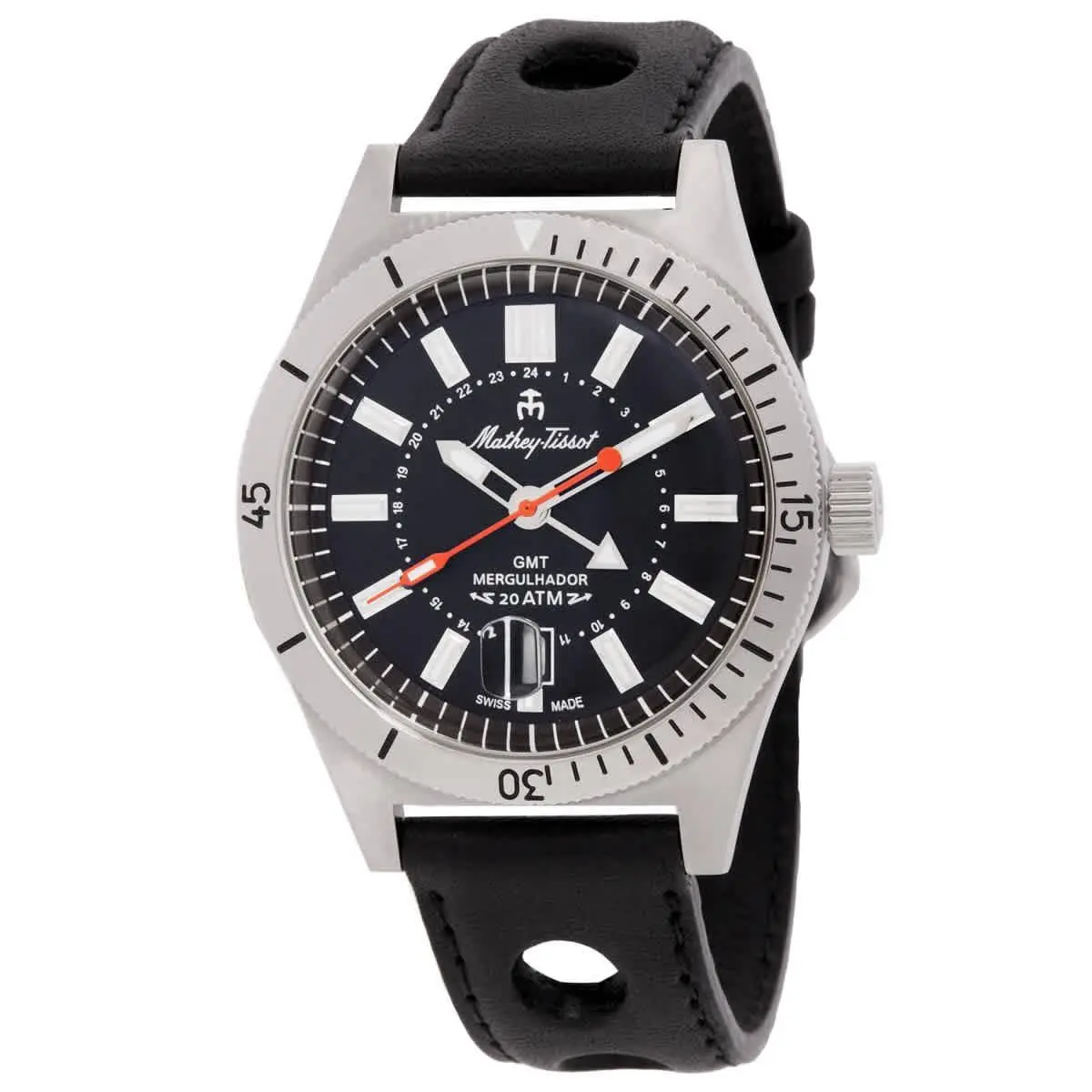 Mathey-tissot Mrgan Mergulhador Gmt Black Dial 41 mm Men`s Watch
