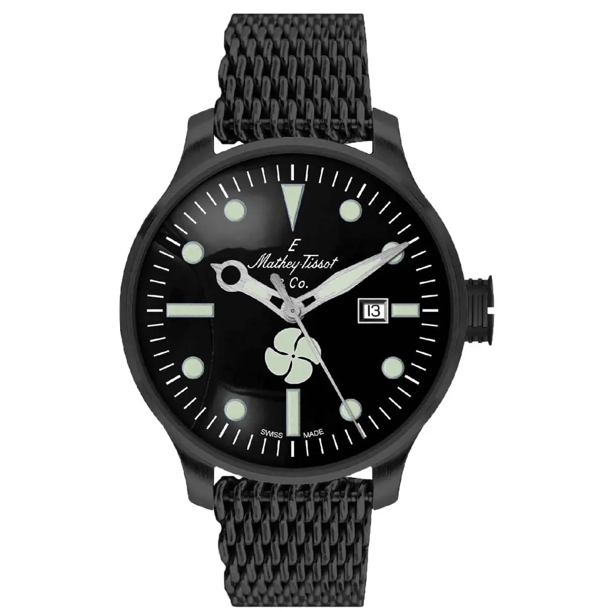 Mathey Tissot Men`s Elica Black Dial Watch - U121NN