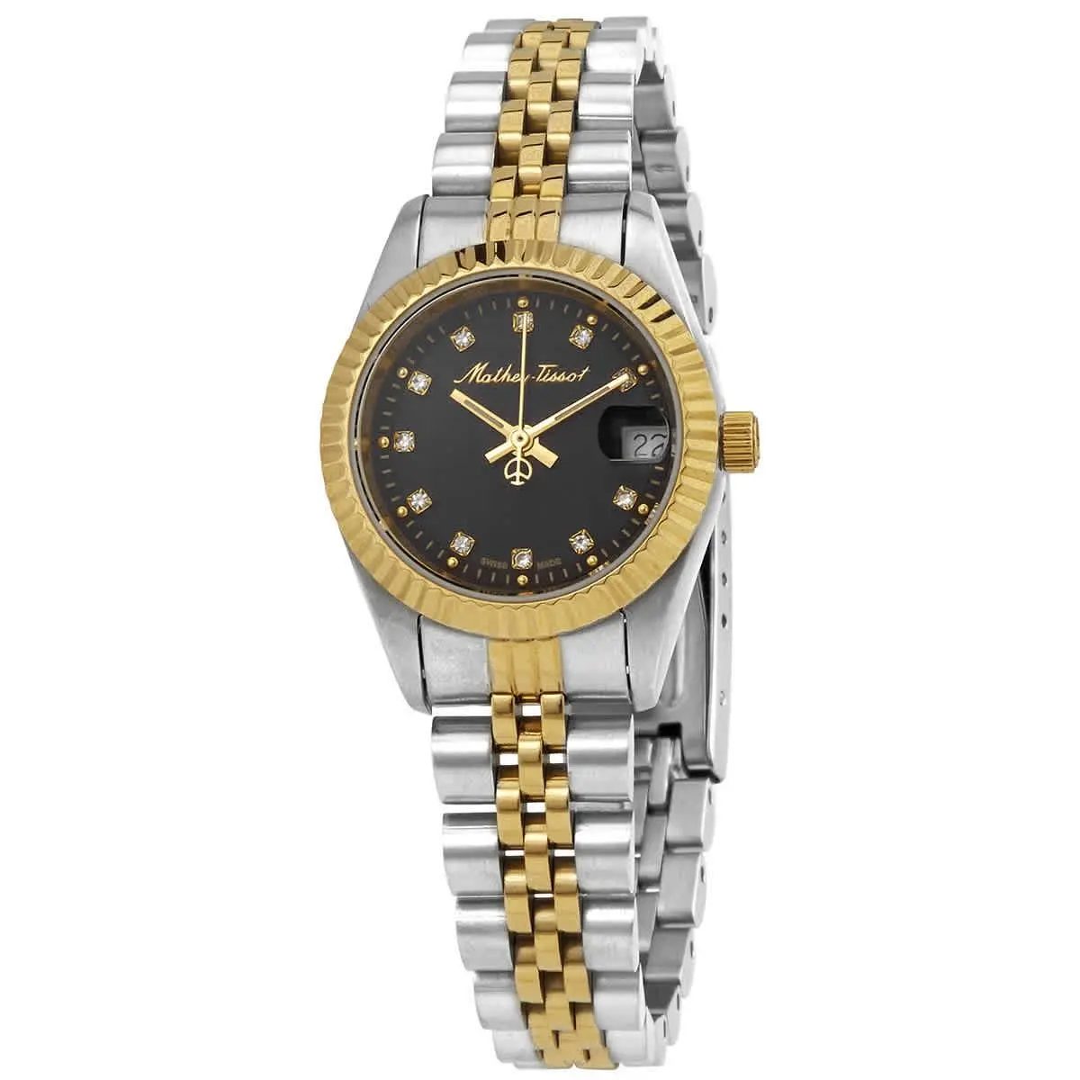 Mathey-tissot Mathey II Quartz Crystal Black Dial Ladies Watch D710BN by Tissot