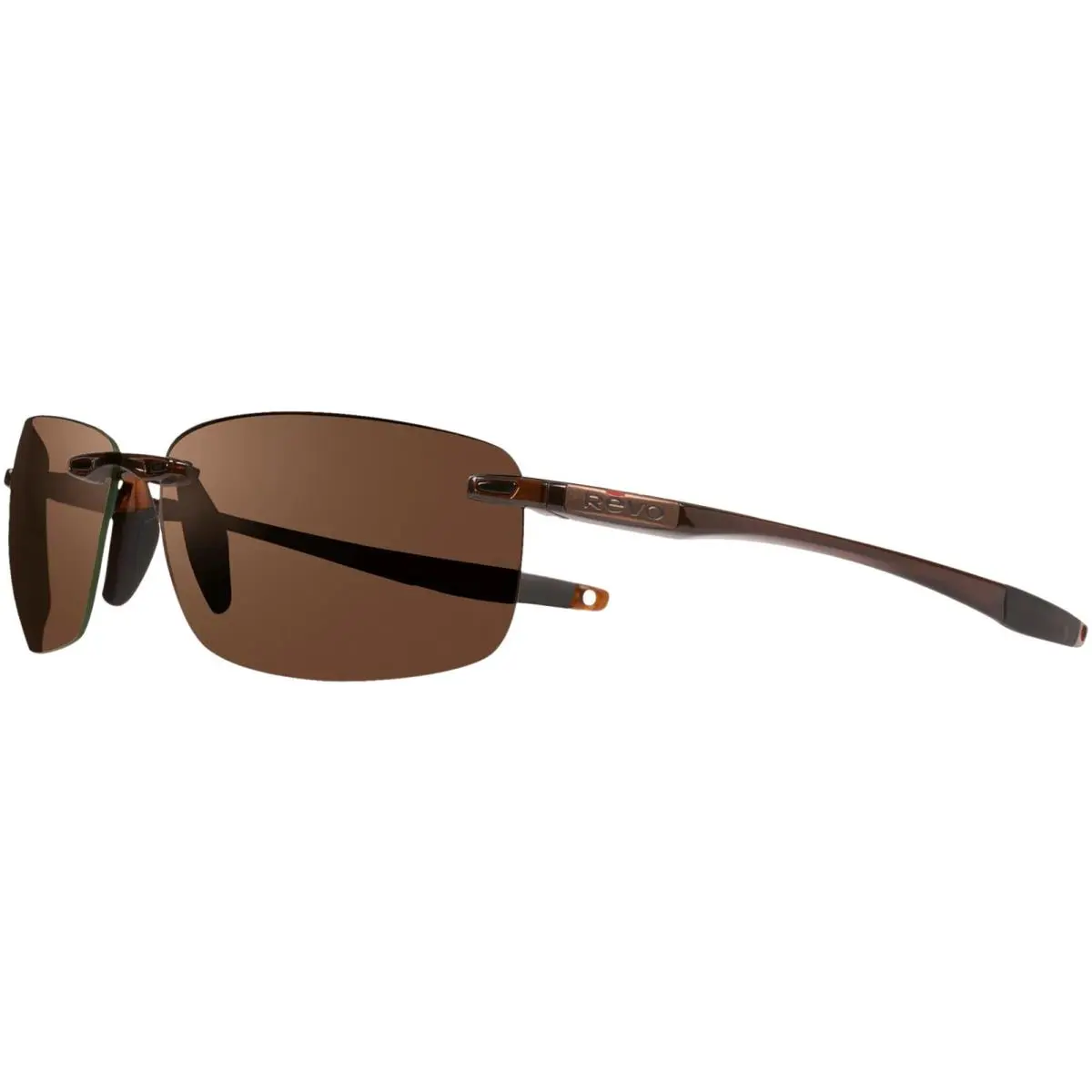 Descend N Polarized Rimless Wrap - RE40590 - Made in Italy Crystal Brown/Terra (02BR) by Revo