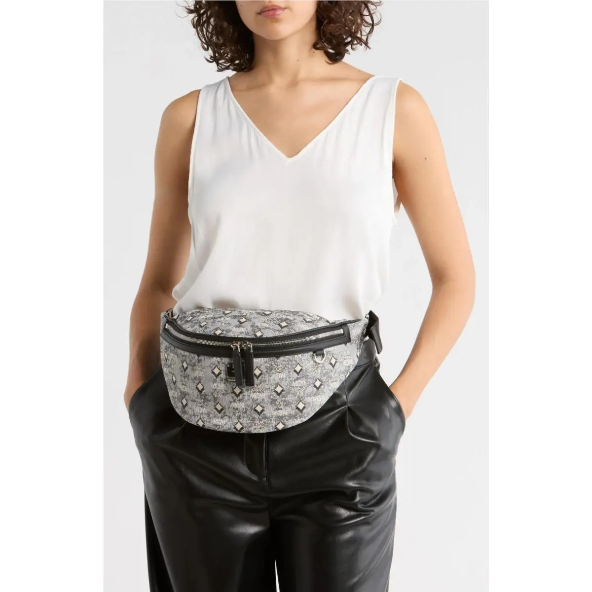 Mcm Fursten Men`s Women`s Vintage Monogram Jacquard Belt Bag Fanny Pack Grey by MCM