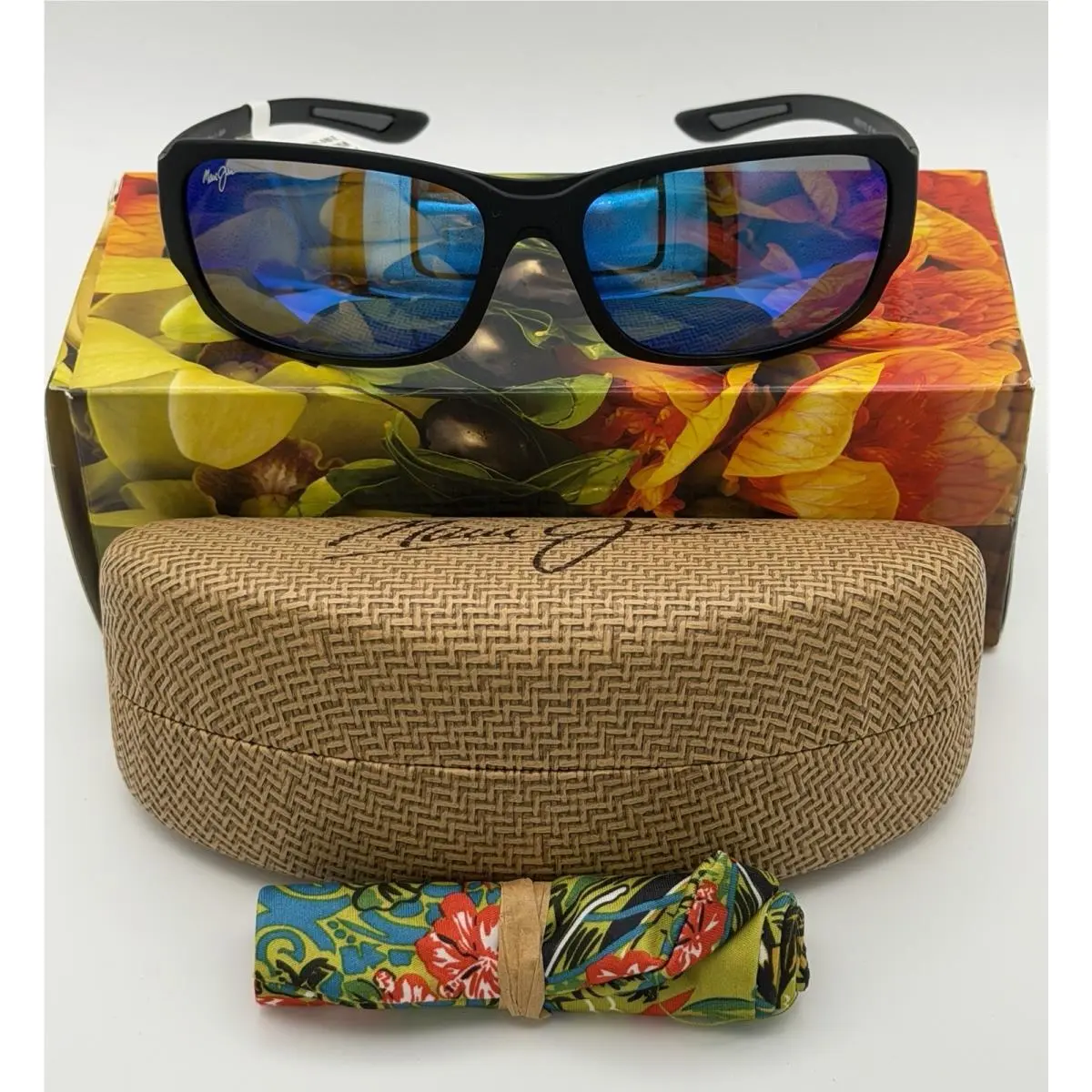 Monkeypod MJ441-2M -matte Black Blue Hawaii Polarized by Maui Jim