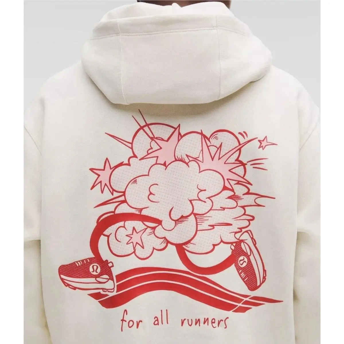Lululemon Men`s Steady State Pullover Hoodie Run Crew 1998 Ivory Size L