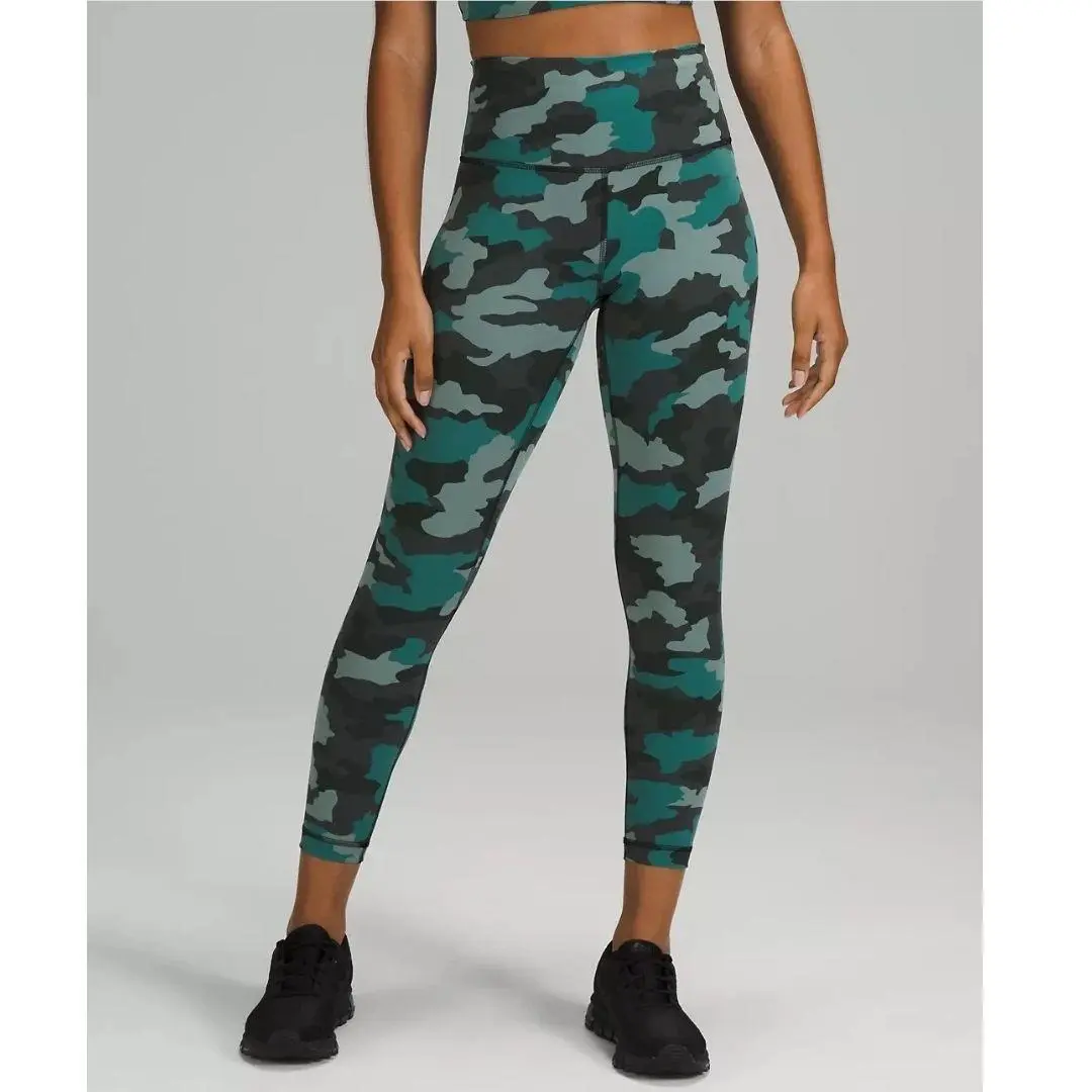 Lululemon Wunder Under Tidewater Teal Camo HR Tight 25 Leggings Size 6