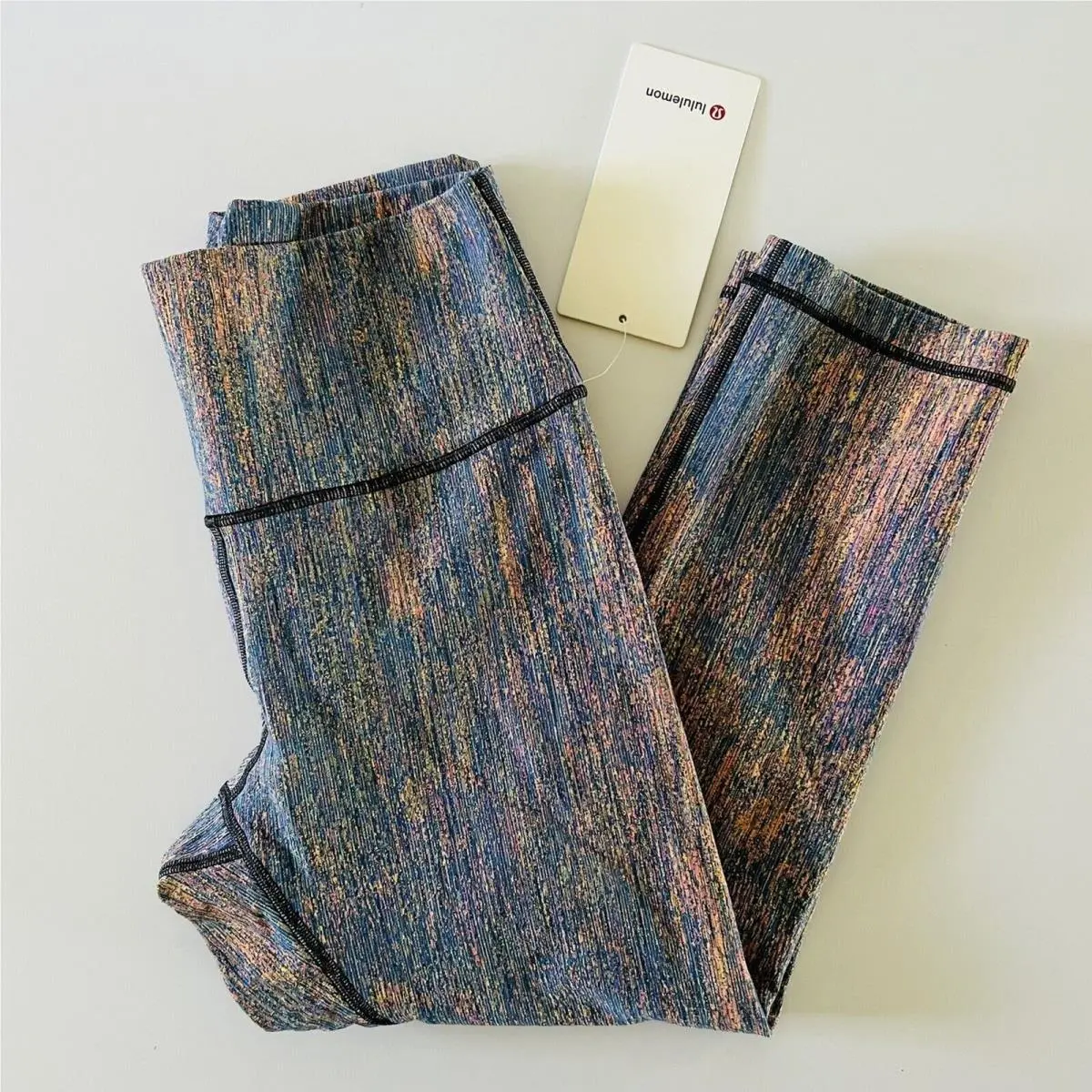 Lululemon Athletica Red Teal Wunder Under HR Crop 21 Jacq Leggings - US 10