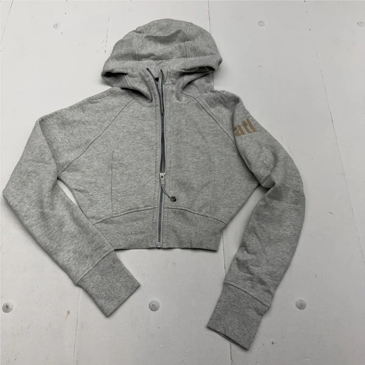 Lululemon Scuba Full Zip Hoodie Womens 2 Gray Cropped Atl Fleece Thumbholes
